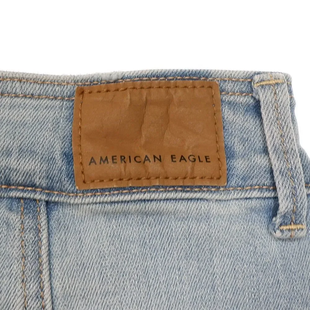 American Eagle Skirt Womens Size 4 Hi Rise A Line Button Light Blue Stretch W26